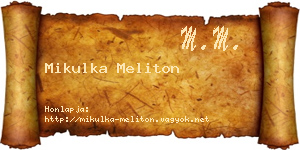 Mikulka Meliton névjegykártya